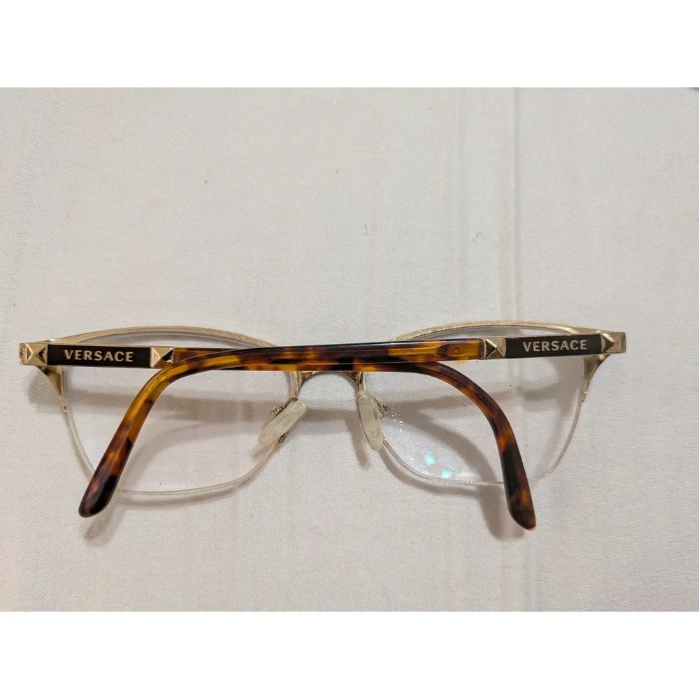 VERSACE EYEGLASSES FRAME 1218 1344 53/17/140 DARK BROWN/TORTOISE HALF RIM